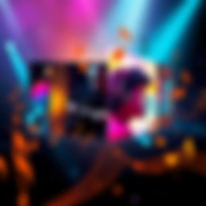 A collage showing two different music styles representing Mili songs, with colorful graphics and musical notes.