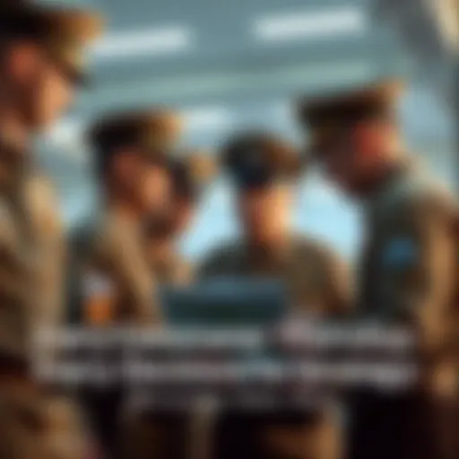 Military Commanders in Discussion A group of military commanders engaged in a strategic meeting, analyzing maps and discussing key decisions