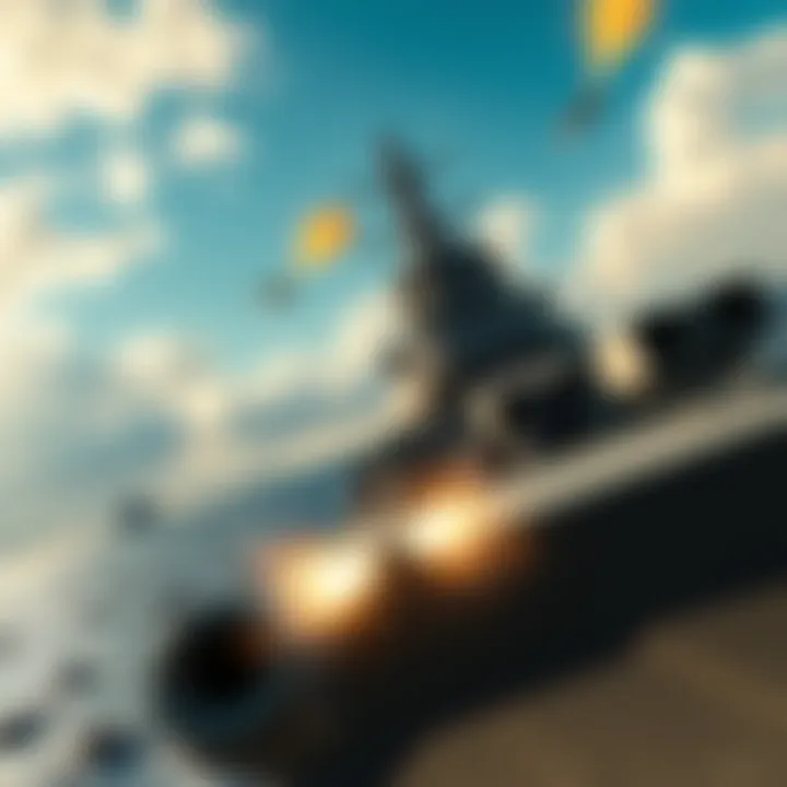 A screenshot of a military ship simulator game showing a 3D battleship with AA guns firing at enemy planes in the sky.