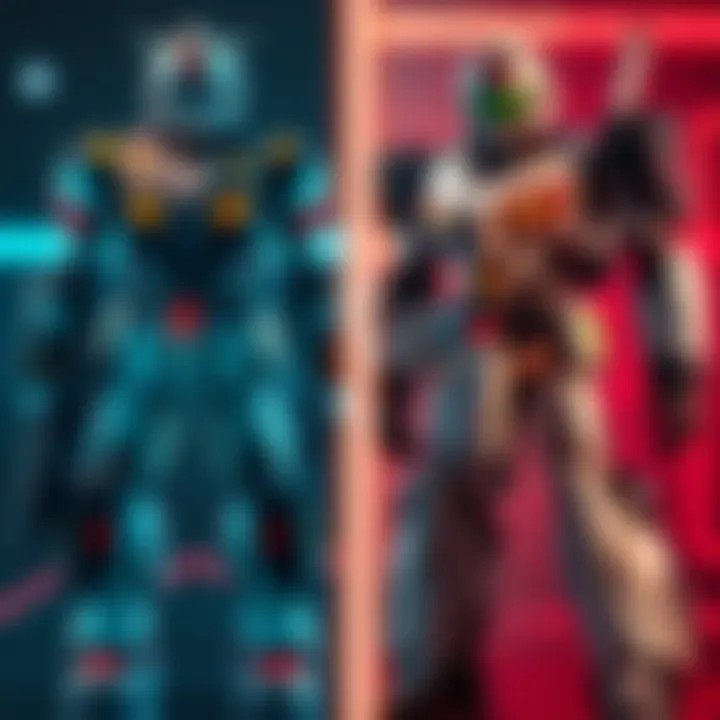 A side-by-side comparison of two toy designs: one featuring Militech's sleek, tactical look and the other showcasing Arasaka's elegant, high-tech style.