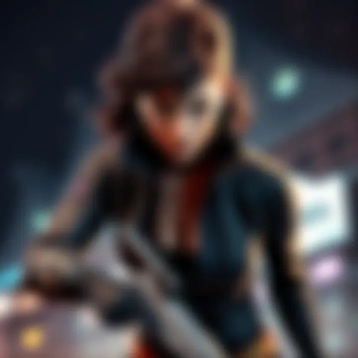 Milla Jovovich as Game Character Milla Jovovich portrayed as a game character in an action pose with a dramatic background