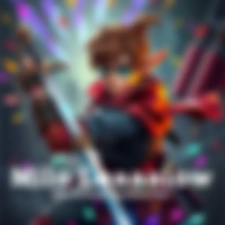 Milo Leagallow, a halfling swashbuckler, poses with a sword ready for adventure, surrounded by colorful digital art elements.