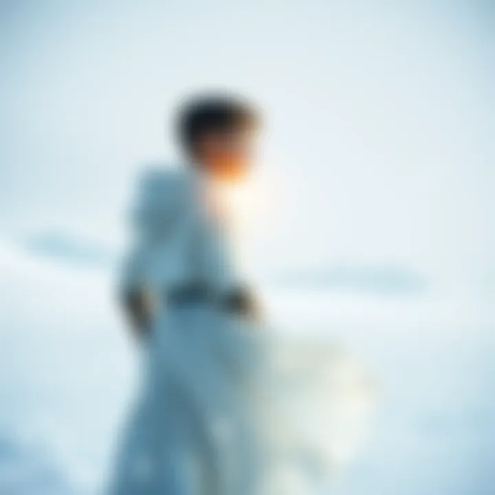 Milton stands in a bright, white landscape, looking curious and determined as he continues his journey in The Unfinished Swan.