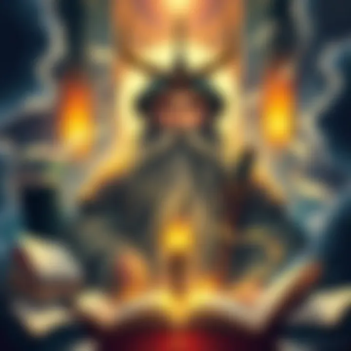 Mimir the Smartest Man Alive An illustration of Mimir, an ancient wise figure with a long beard and mystical aura, surrounded by books and scrolls, reflecting knowledge and wisdom.