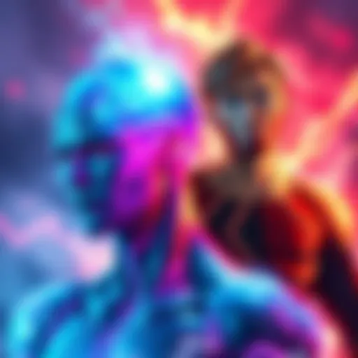 Mind Stone and Marvel Boy A colorful representation of the Mind Stone alongside a character resembling Marvel Boy, highlighting their connection in the comic universe.