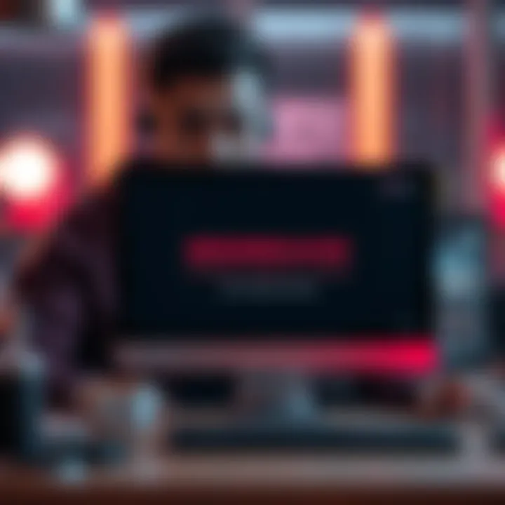 A computer screen displaying an error message about the Mindbreaker application being killed, with a concerned person in the background.