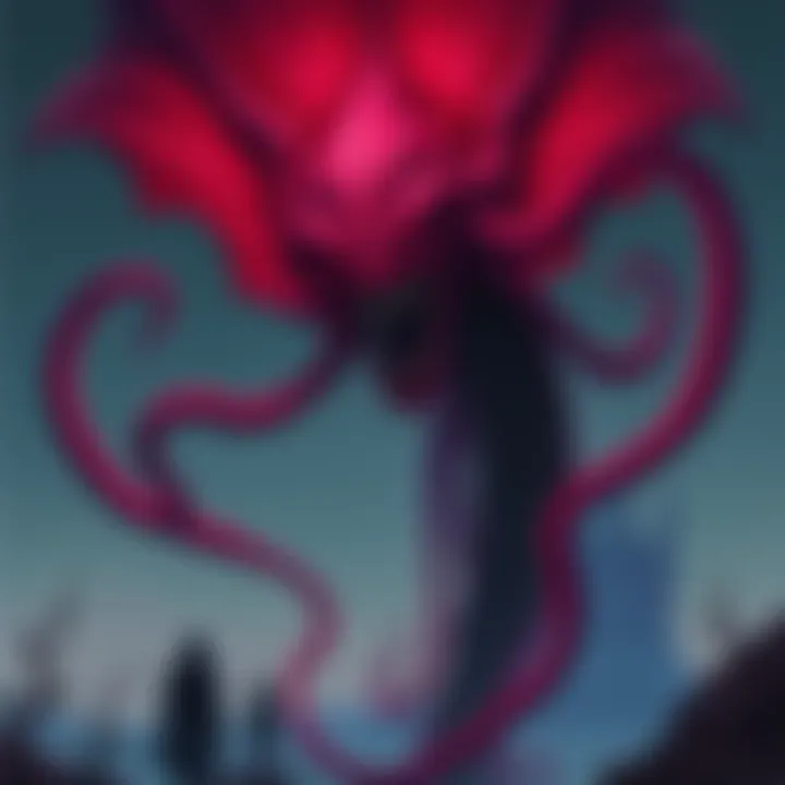 Mindflayer in ST An illustration of the Mindflayer looming over a dark landscape in ST, with eerie tendrils extending towards shadowy figures.