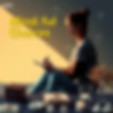 A person sitting peacefully, contemplating choices with a notepad and pen, surrounded by symbols of personal relationships and wellness.