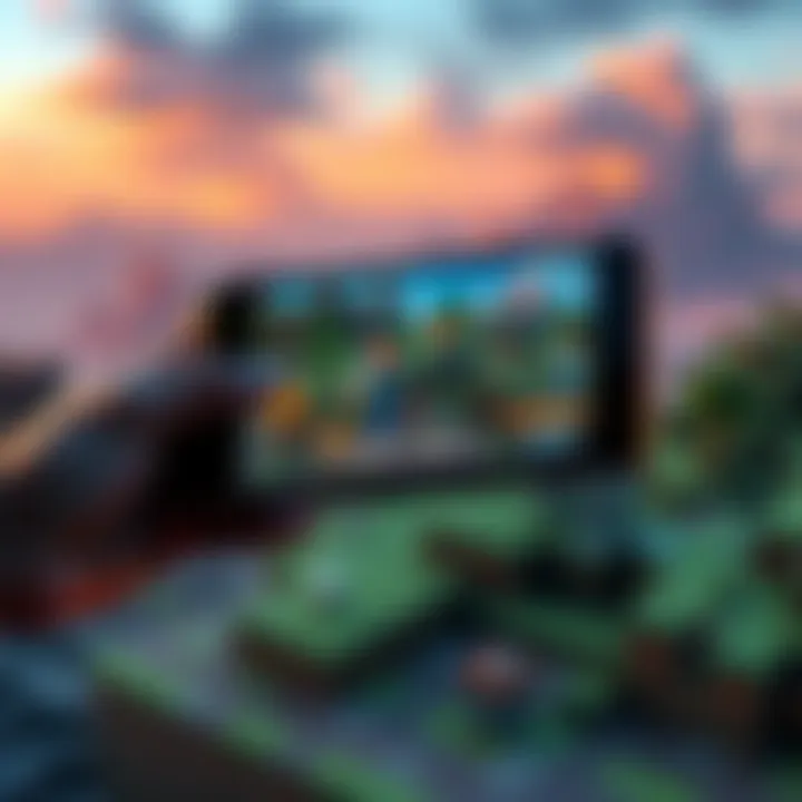 Setting up Minecraft Bedrock on Steam Deck A person holding a Steam Deck while playing Minecraft Bedrock, showing the game's colorful blocks and characters on the screen