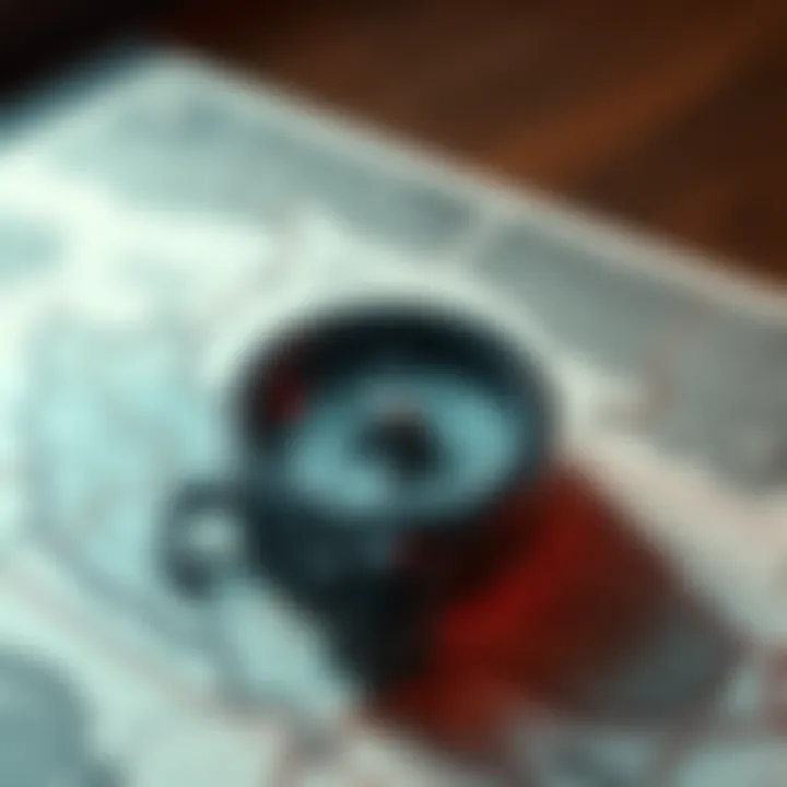 A Minecraft compass shown on a digital map, symbolizing navigation and direction