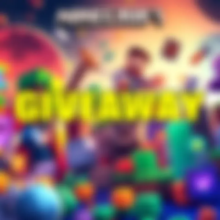 A colorful illustration of Minecraft blocks and characters, promoting a giveaway for the game.
