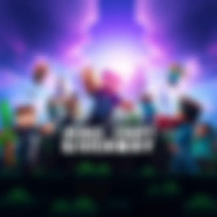 A vibrant image showing Minecraft characters and scenery, with text about a free copy giveaway for the game.