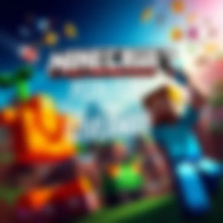 Colorful graphic showing Minecraft characters and giveaway details, inviting players to join the fun