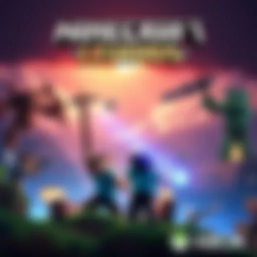 Action scene from Minecraft Legends showing players fighting enemies and building structures on XBOX