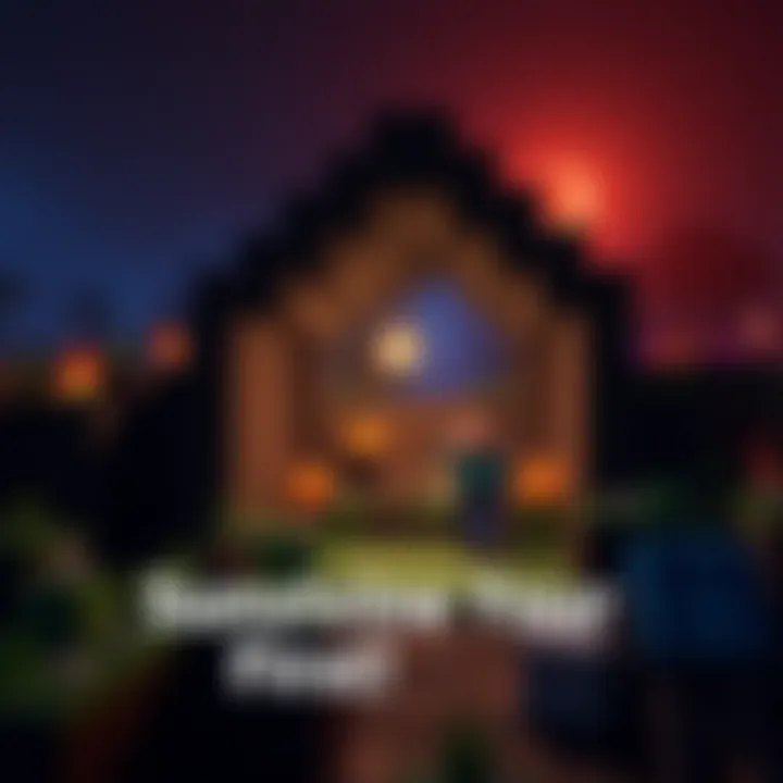 A player building a shelter in Minecraft while gathering resources and avoiding enemies at night