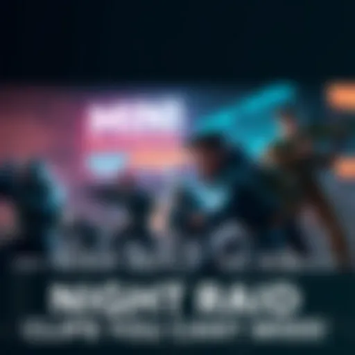 A thrilling moment during the NIGHT RAID event of MINI ARC Raiders with characters in dynamic action poses against a night sky backdrop