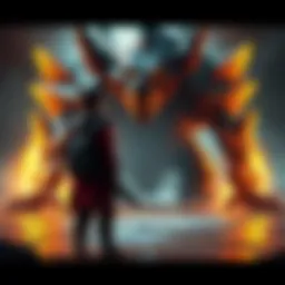 A player character faces a mini boss that is standing still, not attacking, in a game environment.