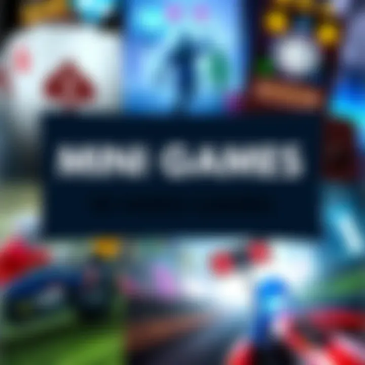 Mini Games in Video Games A collage of popular mini games from various video games, including a card game and a racing game, showcasing their engaging gameplay elements.