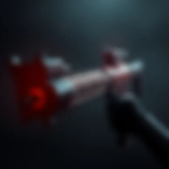 A powerful Minigun displayed in Resident Evil 2 Remake with a dark, intense background.