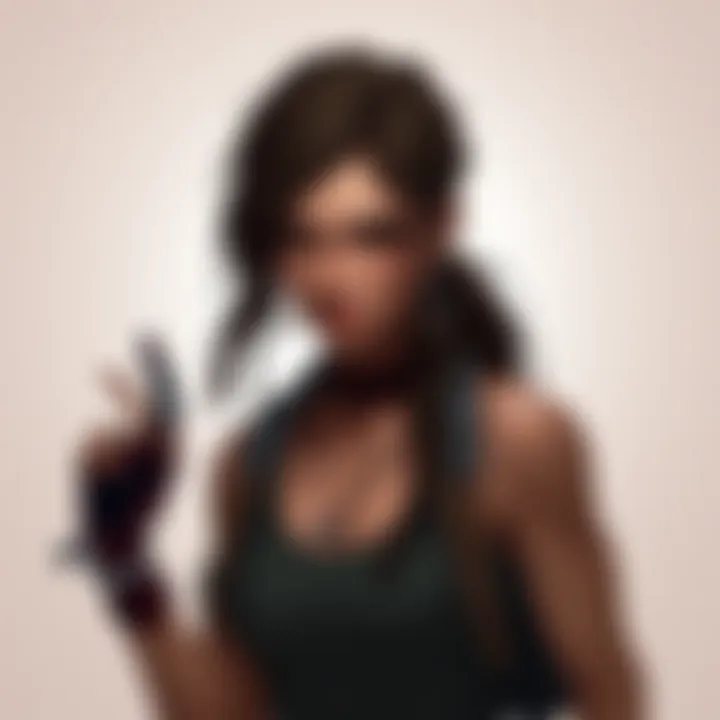 A simplistic artwork of Lara Croft, showcasing her adventurous spirit with minimal design elements.