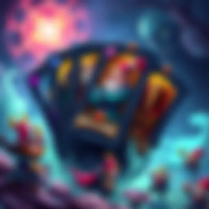A visual representation of a Minion Quest Mage card deck with colorful cards featuring mage characters and minions.
