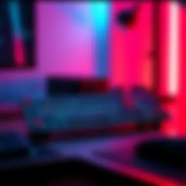 Minisforum MKB i83 Keyboard Giveaway A sleek Minisforum MKB i83 Keyboard on a desk with vibrant lighting, promoting the giveaway event