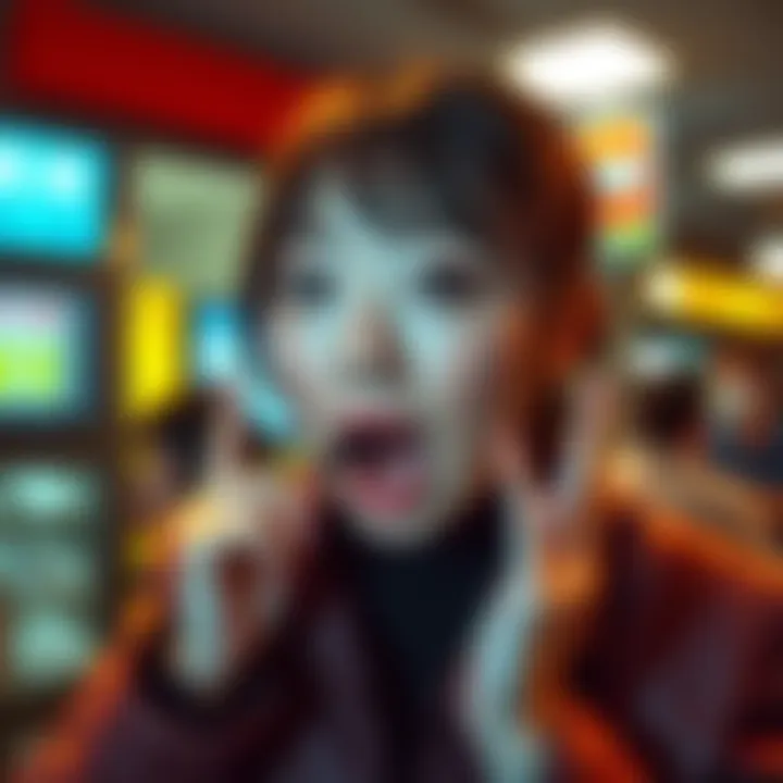 Mio Amakura reacting with a surprised look, capturing the attention of viewers