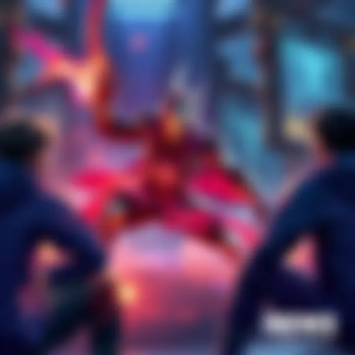 A player using the character Mirage in a battle scene, showcasing his abilities and tactics. Other players observe his moves, displaying mixed reactions.