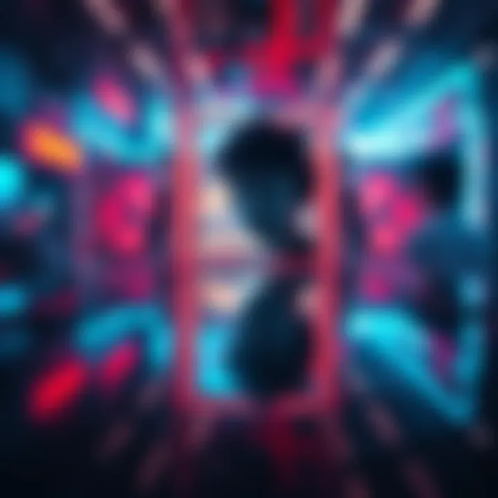 Mirror in Video Game Scene A reflective surface showing a character looking at their own image in a virtual environment