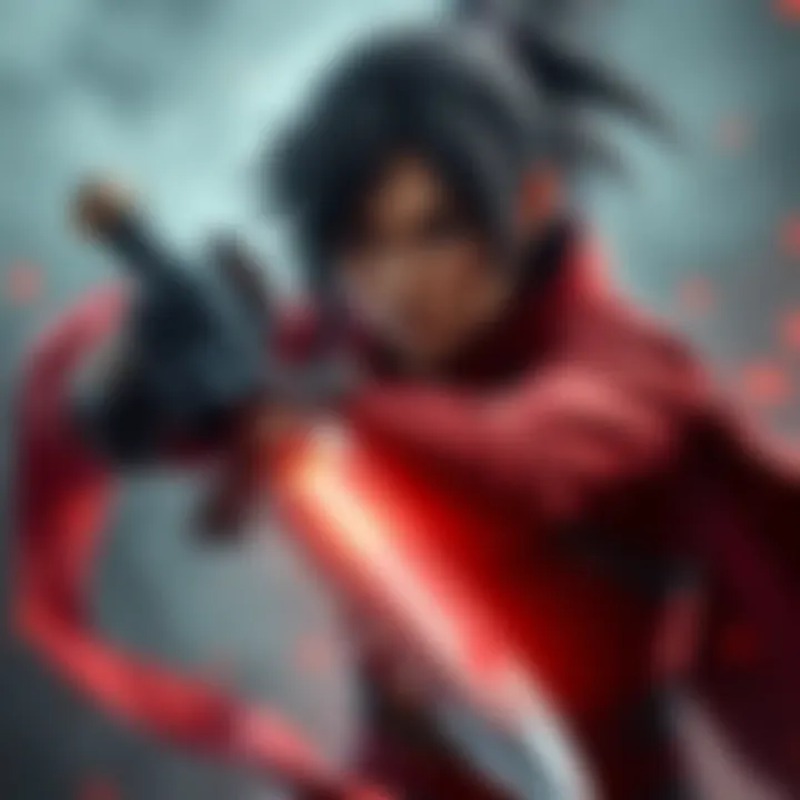 A strength fighter holding a Misericorde sword, ready in a combat stance