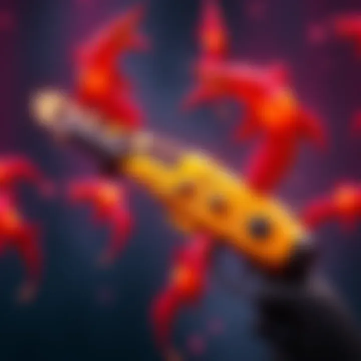 A Misriah gold mod shotgun displaying its powerful design, surrounded by Ganglions to emphasize its overpowered status in gameplay.