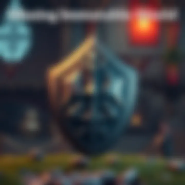 Missing Immutable Shield from Corhyn A graphical representation of the Immutable Shield in a fantasy game setting, highlighting its absence in shops and character dialogue options.