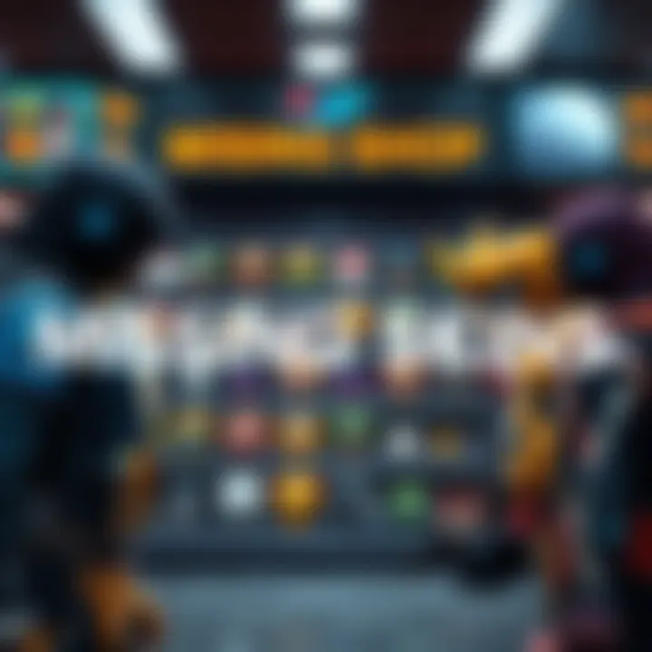 A visual representation of various character skins that are currently unavailable in the shop, with a shopping interface in the background.