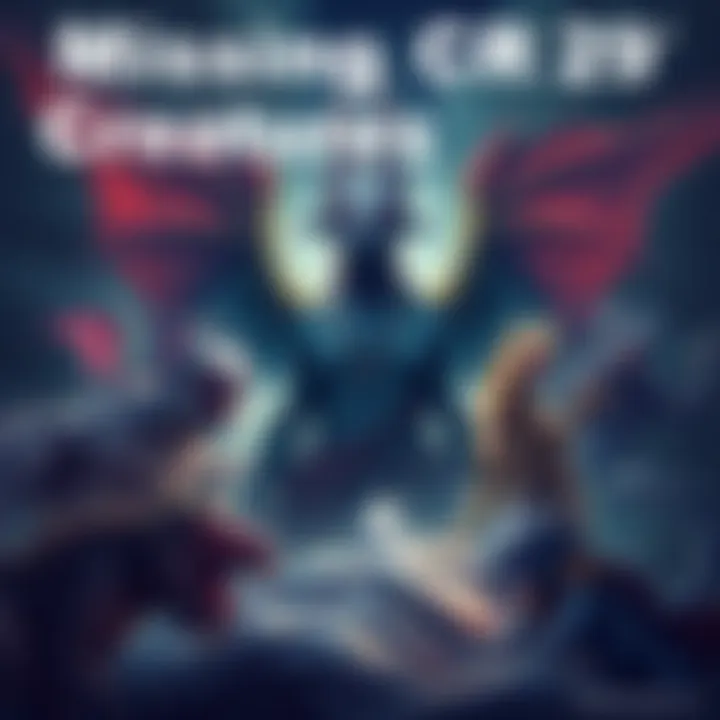 Illustration of fantasy creatures representing the absence of CR29 in Dungeons & Dragons 5e, surrounded by other creatures from lower challenge ratings