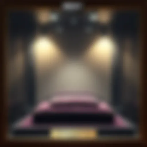 An empty display case symbolizing the absence of the Excal heirloom, with a spotlight on a velvet cushion.
