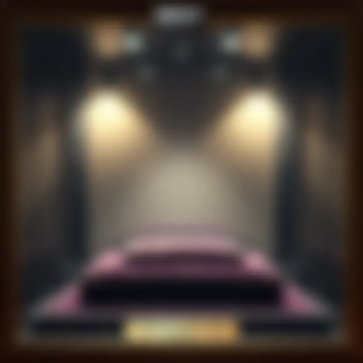 An empty display case symbolizing the absence of the Excal heirloom, with a spotlight on a velvet cushion.