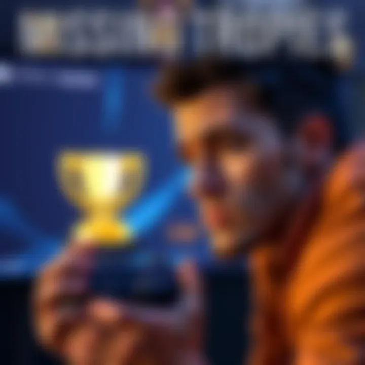A gamer looking frustrated at a PlayStation console with a trophy symbol disappearing on the screen