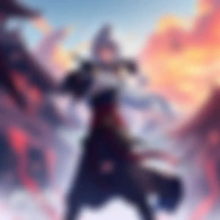 Miyamoto Musashi character from Fate/Grand Order standing in a dynamic pose, wielding a sword, with a vibrant background that reflects her strength and impact in the game.