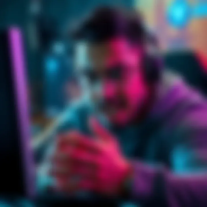 Mizkif showing frustration during a live stream, reacting to high viewership numbers of Emiru's Rust gameplay.