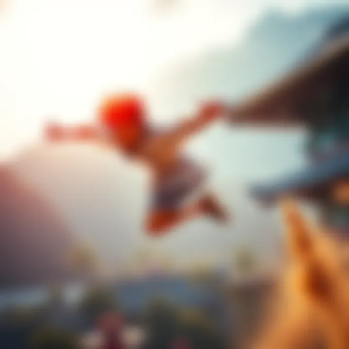 Mizuki mid-air during a leap, demonstrating exceptional skill