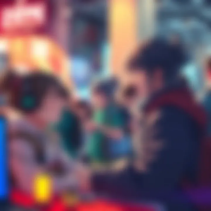 Players excitedly discussing the new support character Mizuki at a gaming event