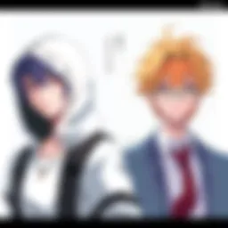 Mizuki's Design Transition Illustration of Mizuki showing original hidden hood style next to new conventional look, highlighting the change in character design.