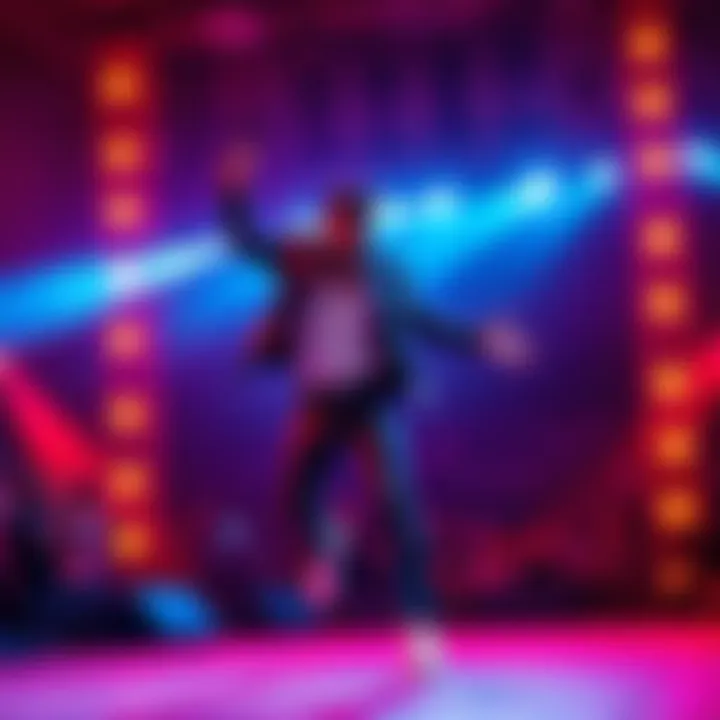 MJ Myers shows off his flawless moonwalk dance moves on stage, captivating the audience with his skill and precision.