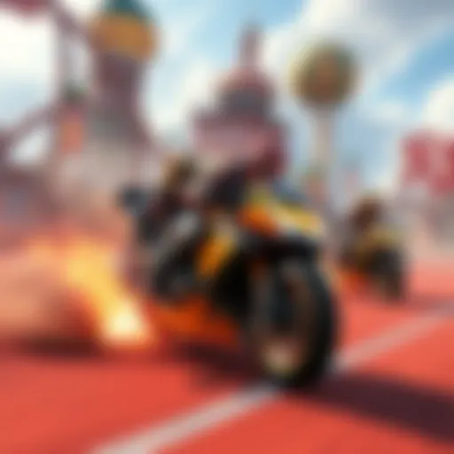 Players racing in an open world environment in MK World, showcasing chaotic tracks and a knockout tour event.