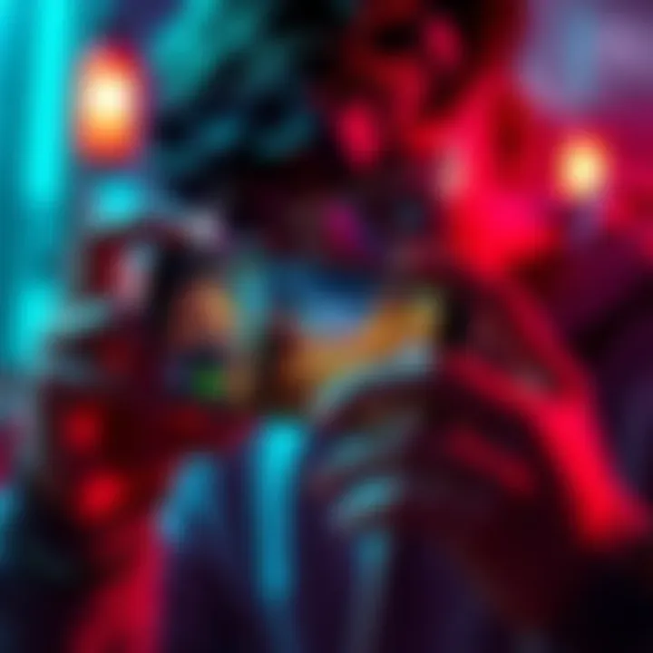 A person intensely aiming in a mobile shooting game on their phone.