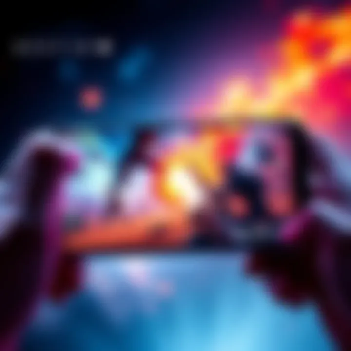 A mobile device displaying enhanced gameplay of Destiny with colorful graphics and dynamic action scenes