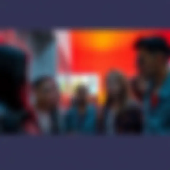 Mobile Files Consequences A group of concerned people discussing the impact of the mobile files in a public space, looking serious and engaged.