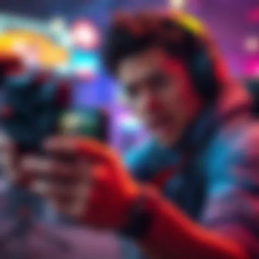 A mobile gamer frustrated by frame rate drops during intense gameplay in a shooting game.