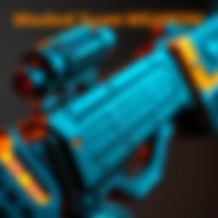 Modded Syam Weapon A close-up of a customized Syam weapon, showcasing enhancements for melee combat.