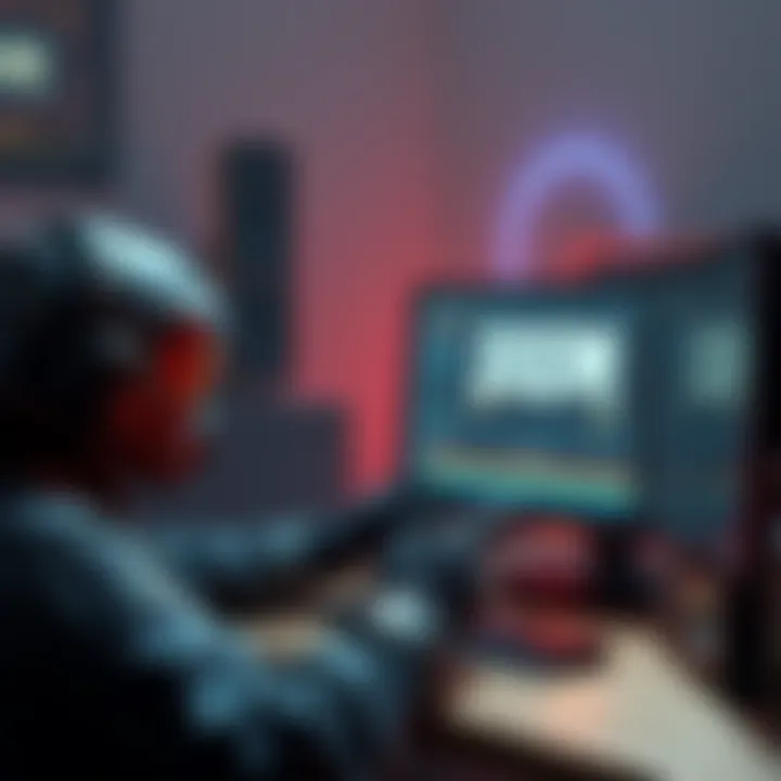 A gamer working on creating new weapon mods for DOOM 1 and 2, with a computer showing the KEX engine interface.